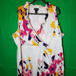 Lane Bryant Floral Sleeveless Midi Dress Size 28, Spring Summer Colorful Office